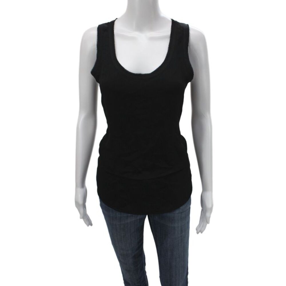 Veronica Beard Women Black Silk Jersey Tank Round Neck Sleeveless Size 2